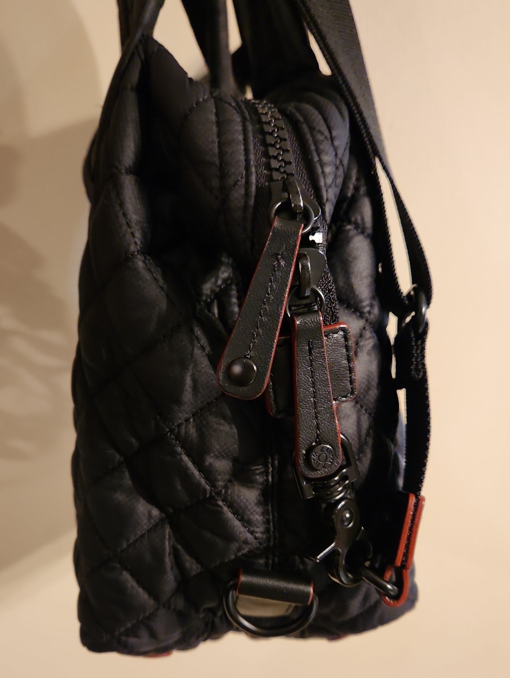 MZ Wallace Quilted Metro Black Tote Bag w/handles & Crossbody Strap - Picture 10 of 13